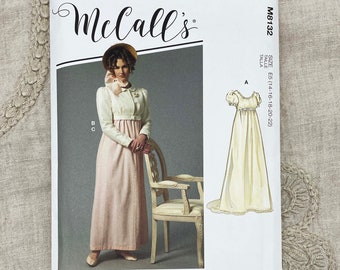 McCall's 8132 - Regency Empire Gown and Spencer Pattern - Size 6-14 or Size 14-22 - Uncut (FF)