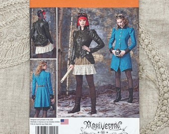 Simplicity 1299 - Steampunk Victorian Style Arkivestry Coat, Jacket, Bustle and Skirt Pattern - Size 6-12 or Size 14-22 - Uncut (FF)