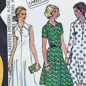 Patrón de costura McCall's 4059 - Vestido tipo jersey con cuello dagger de los años 70 - Talla 16 (38") - Sin cortar (FF) - Sobre cortado