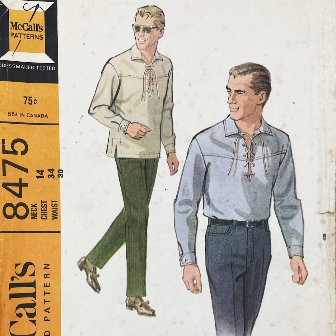 1960's McCall's Men's Button Up Shirt Pattern - Chest 38-40