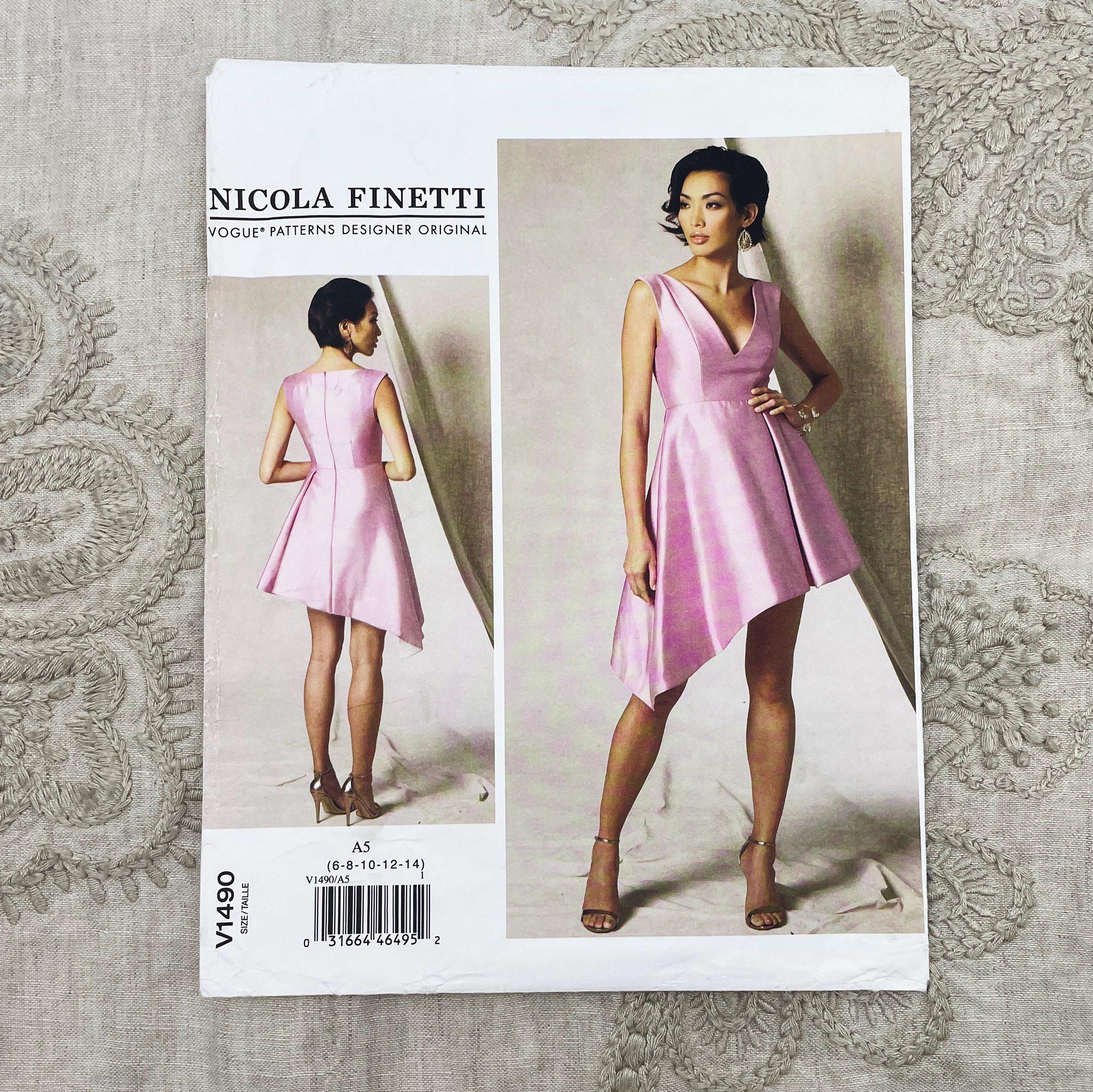 Vogue 1490 - Nicola Finetti Asymmetric Shaped Hem Dress Sewing Pattern -  Size 6-14 (30.5-36") - Uncut (FF) - Etsy
