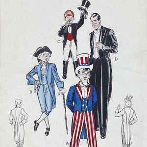 Butterick 6550 - 1950s Youth Tuxedo, Ringmaster, Uncle Sam and 18th Century Costume Pattern - Breast 24&quot; - Uncut (FF)