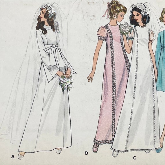 Butterick 5783 - 1960s Princess Cut Wedding Dress Sewing Pattern With High  Neckline and Puff or Bell Sleeves - Size 8 (31.5") - Cut - Etsy