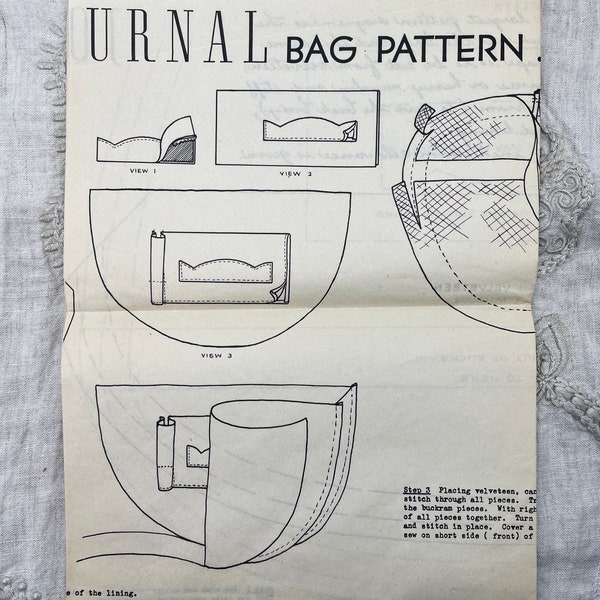 Ladies' Home Journal 1930 - Original 1940s Pouch Bag Pattern Designed by John Frederics - Uncut