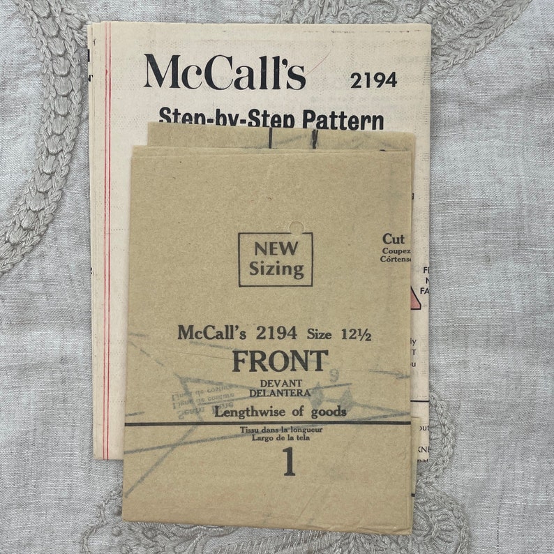 McCall's 2194 1960s A-Line Shift Dress with Shaped Yoke Pattern Size 12 1/2 35 Cut image 2