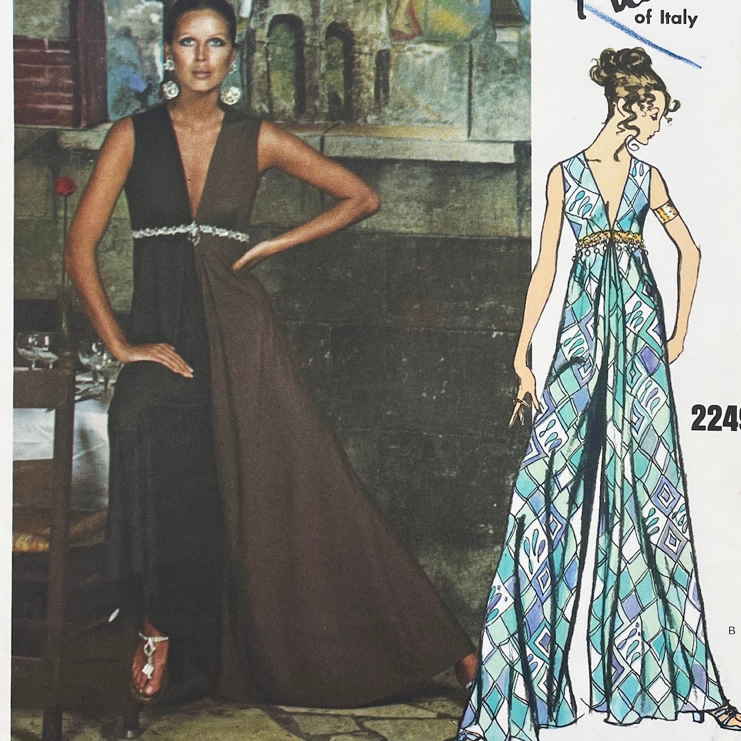 Pucci Sewing Pattern Vogue 2249 Pucci Late 1960s Plunge Front Jumpsuit Sewing Pattern ...
