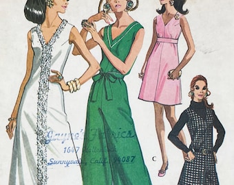 McCall&#39;s 2185 - Late 1960s Evening Gown or Jumpsuit Pattern - Size 8 or Size 14