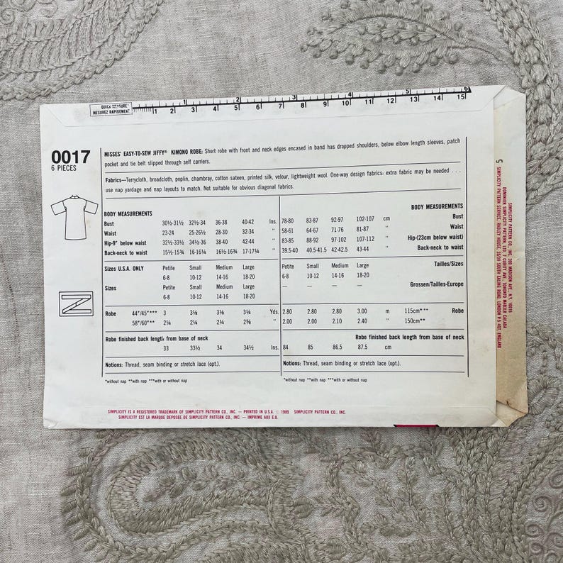 Short Robe Pattern Sewing Simplicity 0017 Short Jiffy Kimono Robe Sewing Pattern - Size XS-L (b30 ...
