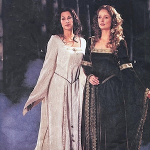 Butterick 3552 - Medieval Gown with Train and Deep Bell Sleeves Pattern - Size 6-10 (30.5-32.5&quot;) - Uncut (FF)
