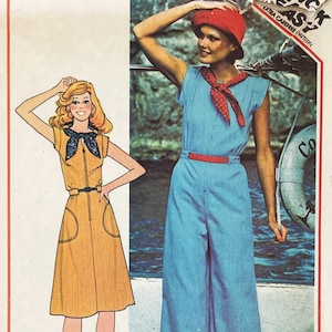 McCall&#39;s 5094 - 1970er Jahre Reißverschluss vorne Overall und Kleid Schnittmuster - Größe 7 (31 &quot;) - Uncut (FF)