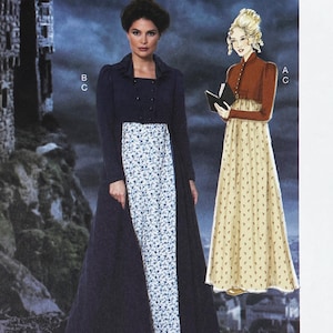 McCall&#39;s 7493 - Regency Empire Gown Pattern with Cropped or Long Coat - Size 6-14 (30.5-36&quot;) - Uncut (FF)