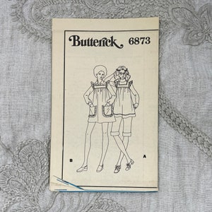 Butterick 6873 1970s Smock Mini Dress and Flared Top Pattern with Ruffle Sleeves Size 10 32.5 Uncut FF image 4