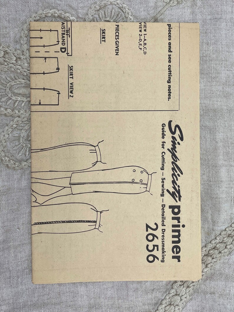 Simplicity 2656 1950s One Yard Faux Wrap Pencil Skirt Pattern Hip 33 Uncut FF image 3