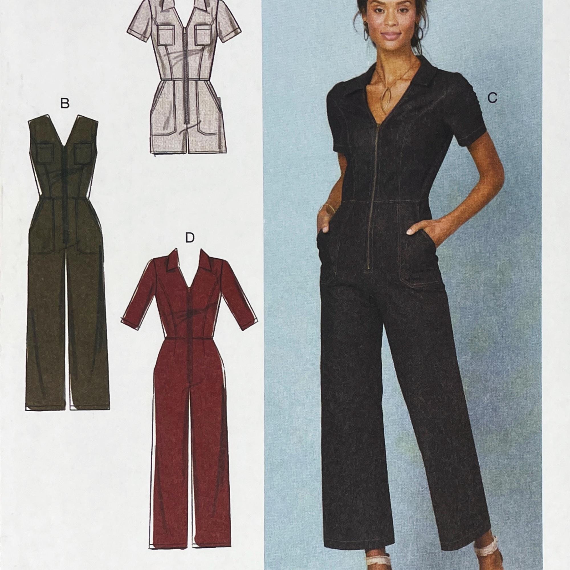 McCall's 7908 - Jumpsuit Pattern with Front Zipper and Princess Seams - Size 14-22 (36-44") - Uncut (FF)