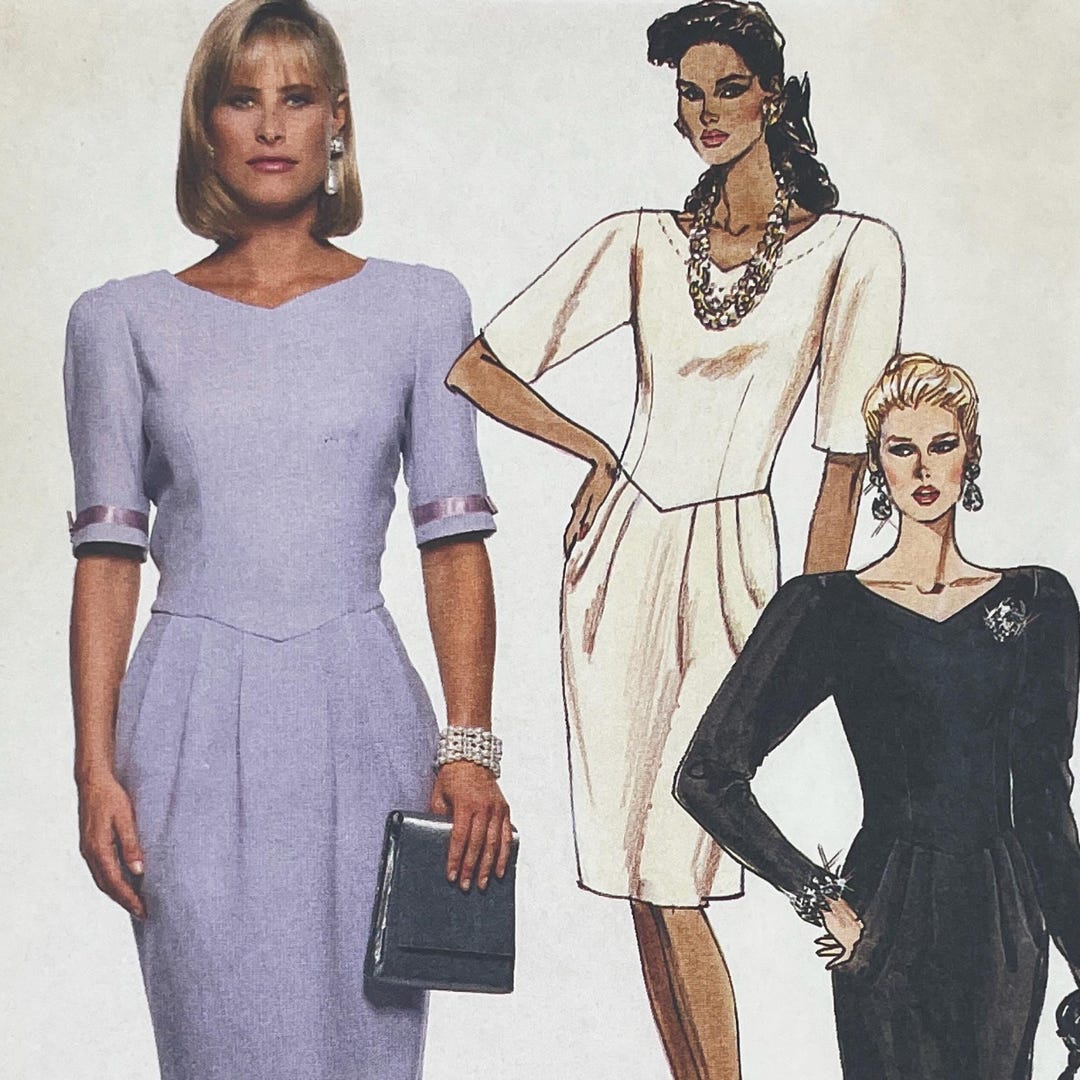 Mccall's 4059 - 1980s Basque Waist Dress Sewing Pattern - Size 10 (32.5 ...