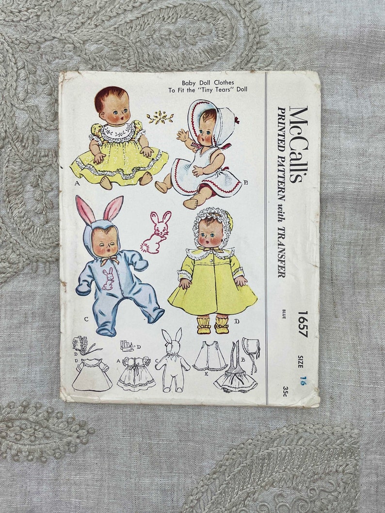 McCall's 1657 Original 1950s Wardrobe Pattern for Tiny Tears Doll 16 Doll Uncut FF Includes Transfer image 1