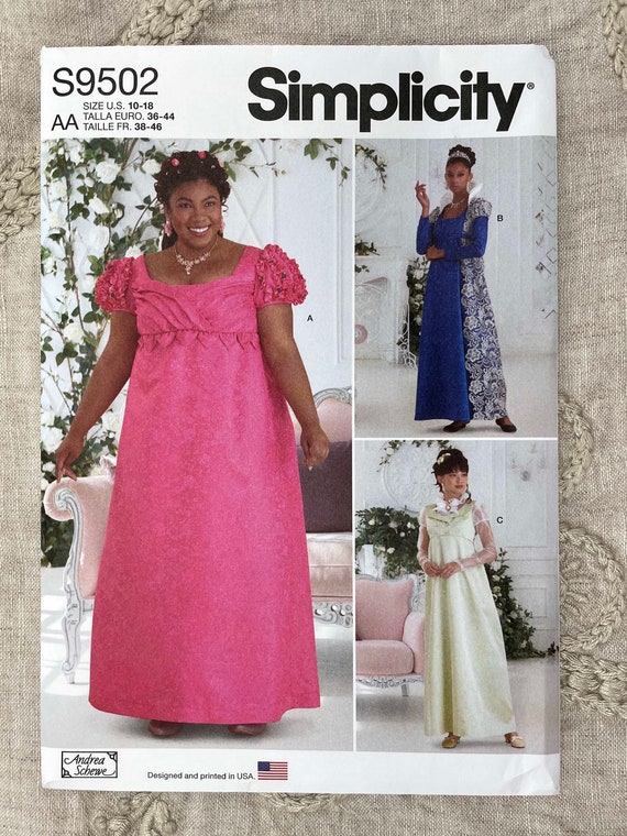 Simplicity 9502 Regency Empire Gowns and Spencer Pattern Size 10-18 or Size  20W-28W Uncut FF 