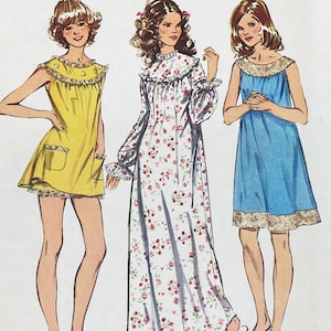 Simplicity 5030 - 1970s Nightgown in Three Lengths with Bloomers Pattern - Size Medium (34-36&quot;) - Uncut (FF)