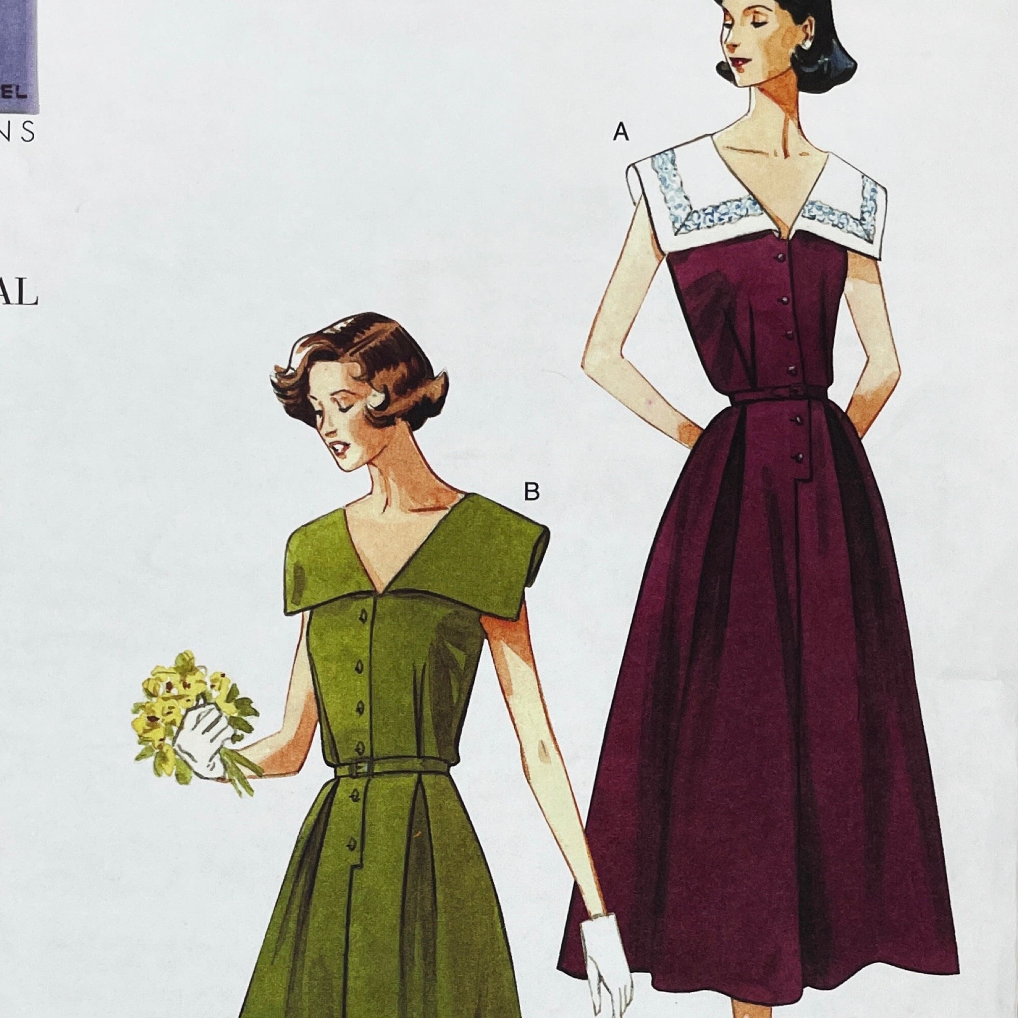 Vogue 1171 - Reissued 1950 Button Front V-neck Sailor Collar Vogue 1171 - Reissued 1950 Button Front V-neck Sailor Collar