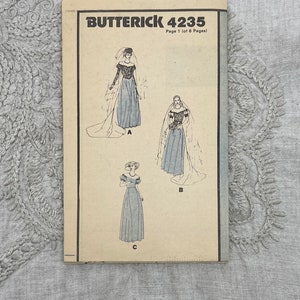 Butterick 4235 Off the Shoulder Shaped Princess Wedding Gown Pattern with Basque Waist and Detachable Train Size 14 36 Uncut FF image 4