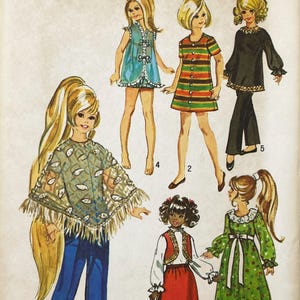 Simplicity 9138 - 1970s Wardrobe for Teen Dolls such as Velvet and Beautiful Crissy - Doll Size 15.5" or 17.5"
