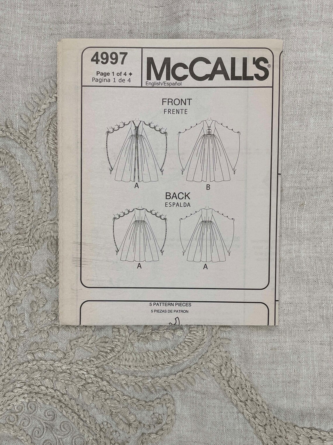 Mccall's 4997 Renaissance Gown Pattern Size 6-12 or - Etsy