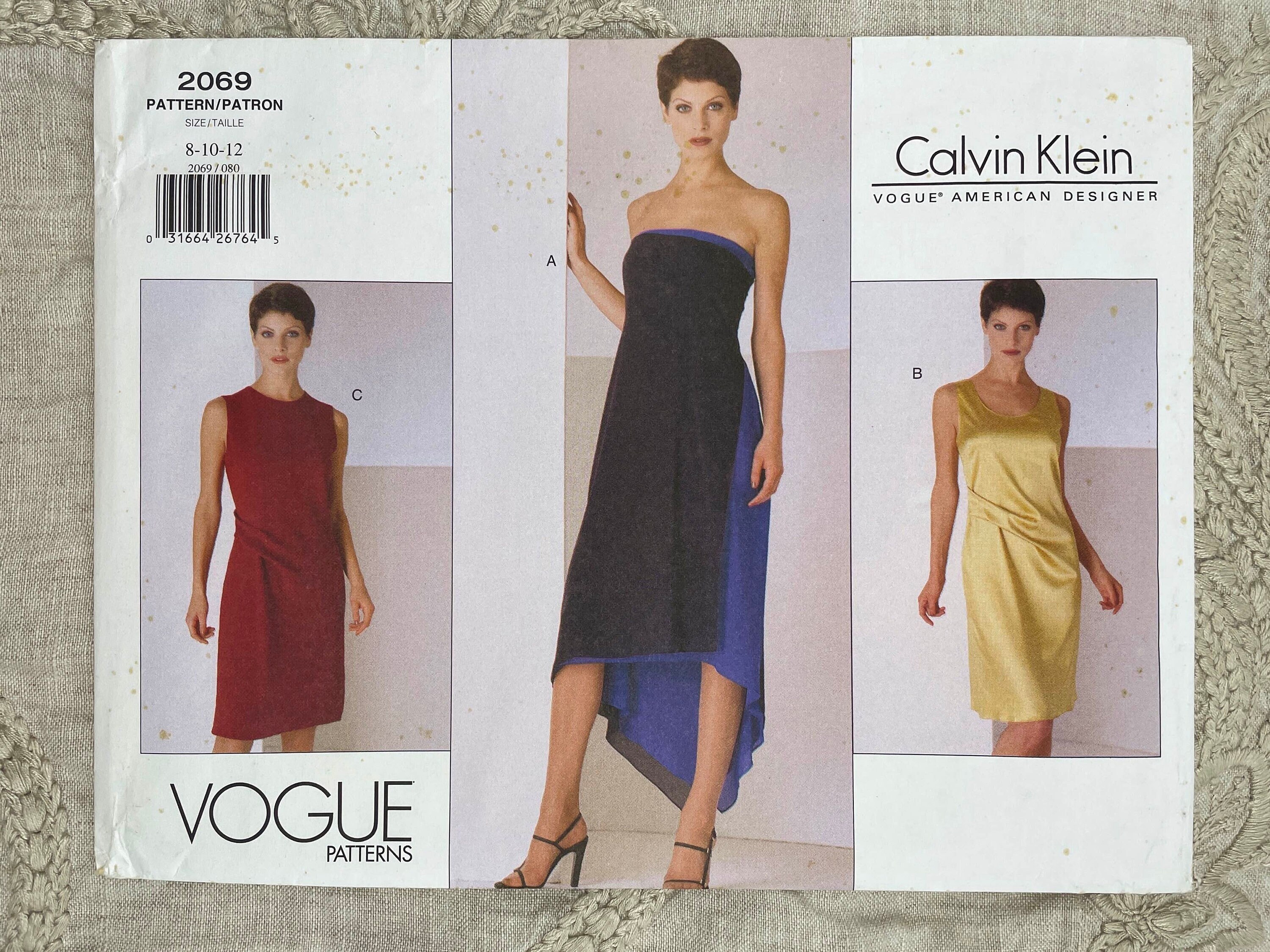 Vogue 2069 Calvin Klein 1990s Sleeveless Shaped Hemline - Etsy Ireland
