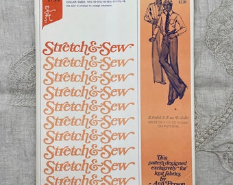 Stretch & Sew 1755 - 1970s Men's Dress Shirt Pattern - Chest Sizes 36-50" - Uncut (FF)