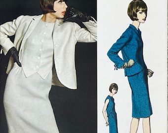 Vogue 1360 - Jacques Griffe 1960s Vest Cocktail Dress and Cropped Jacket Pattern - Size 14 (34") - Cut