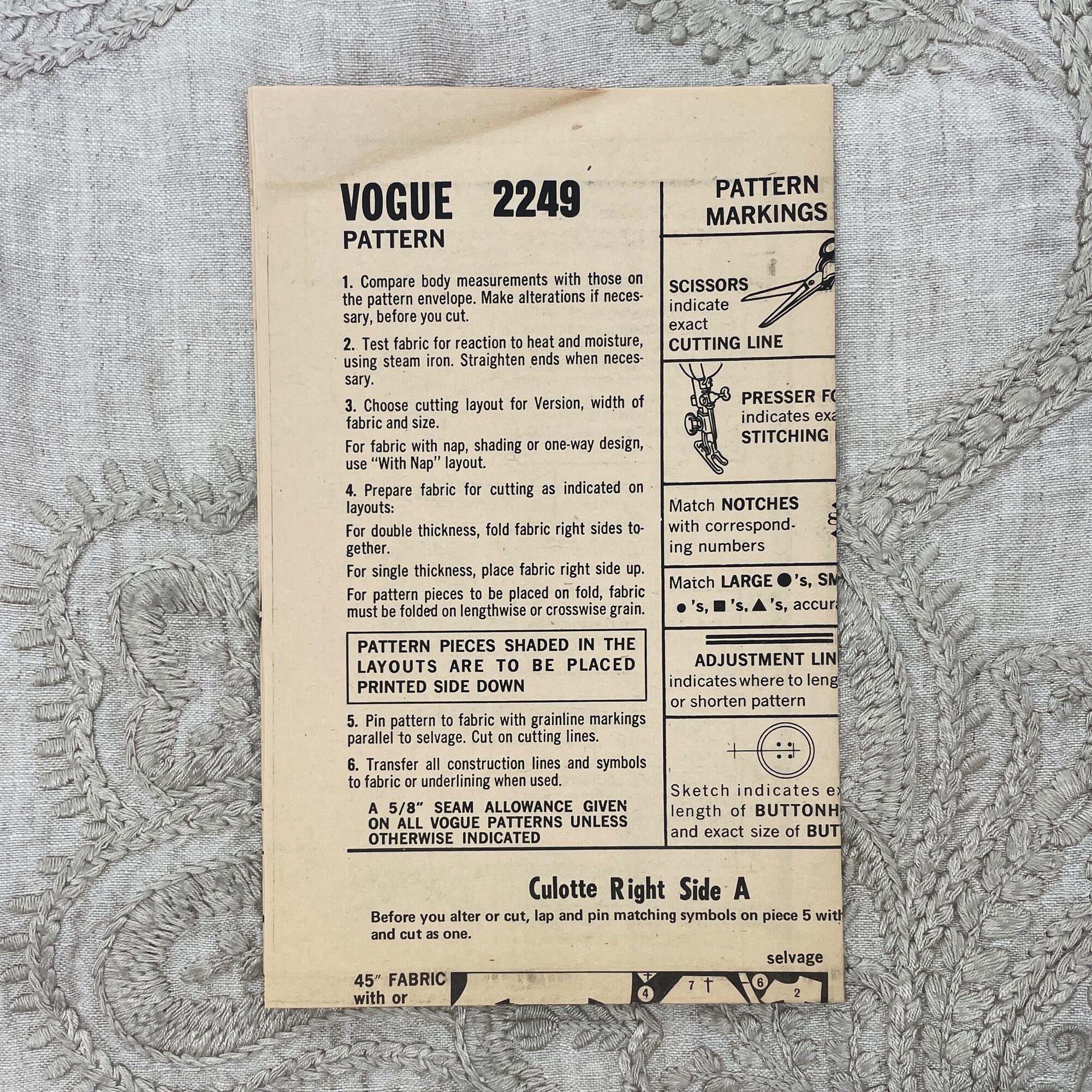 Pucci Sewing Pattern Vogue 2249 Pucci Late 1960s Plunge Front Jumpsuit Sewing Pattern ...