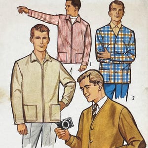 Einfachheit 5210 - 1960er Jahre Herren Freizeitjacke, Strickjacke und Zip-Jacke, Muster - Größe 40 (40 &quot;) - Schnitt