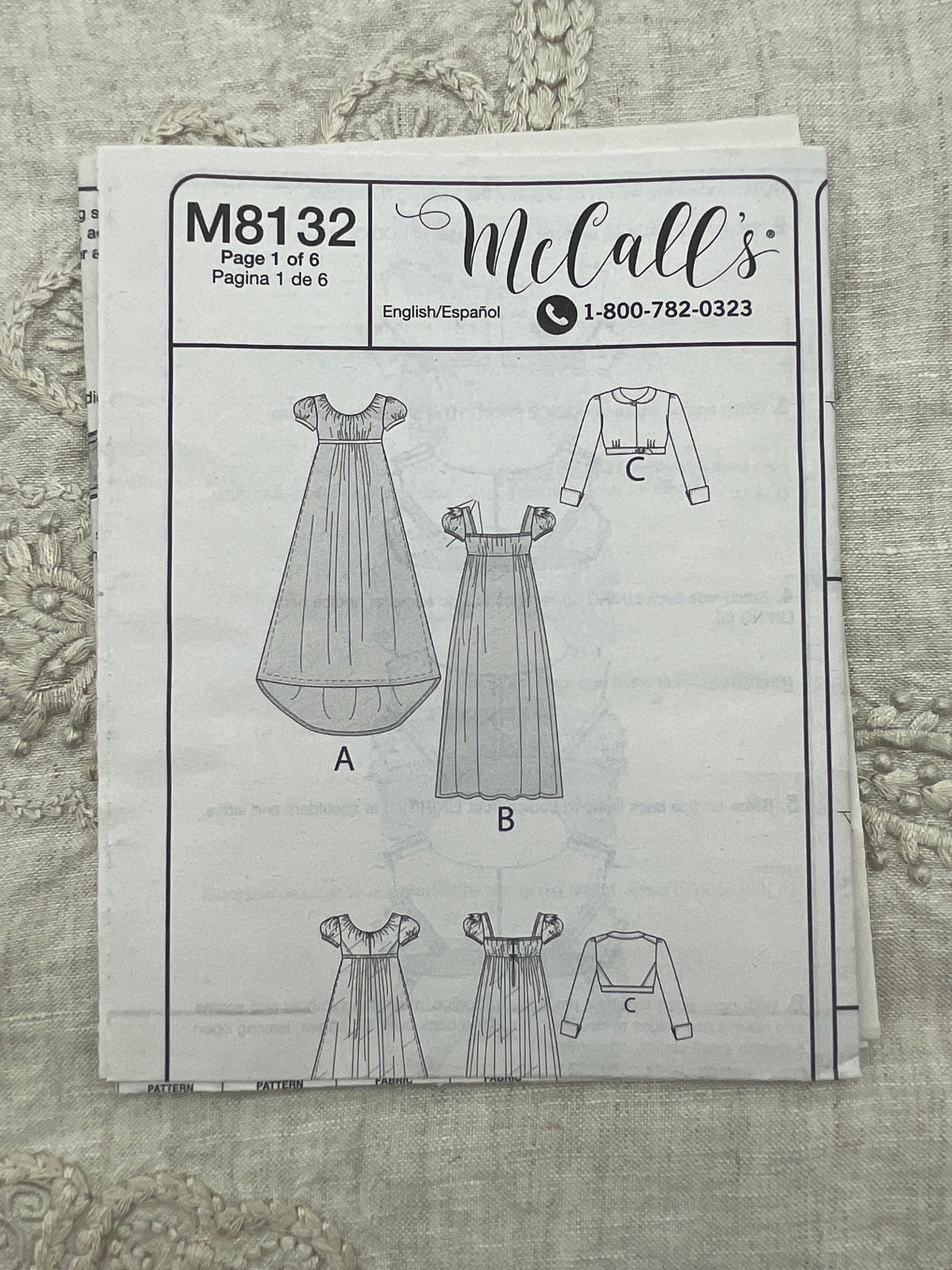 Mccall's 8132 Regency Empire Gown and Spencer Pattern - Etsy UK