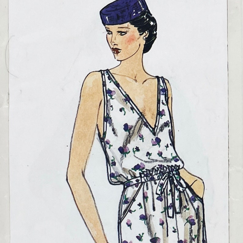 Vogue 2171 Valentino 1970s Mandarin Collar Jacket, Deep V Blouse and Paper Bag Skirt Pattern Size 10 32.5 Uncut FF No Envelope image 1