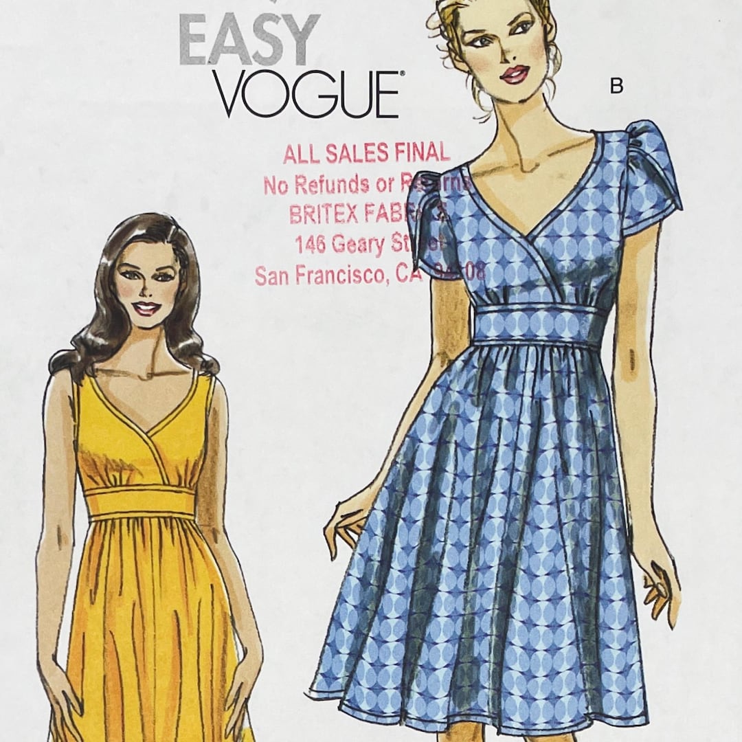 Vogue 8554 Midriff Surplice Sundress Sewing Pattern With Tulip Sleeves ...