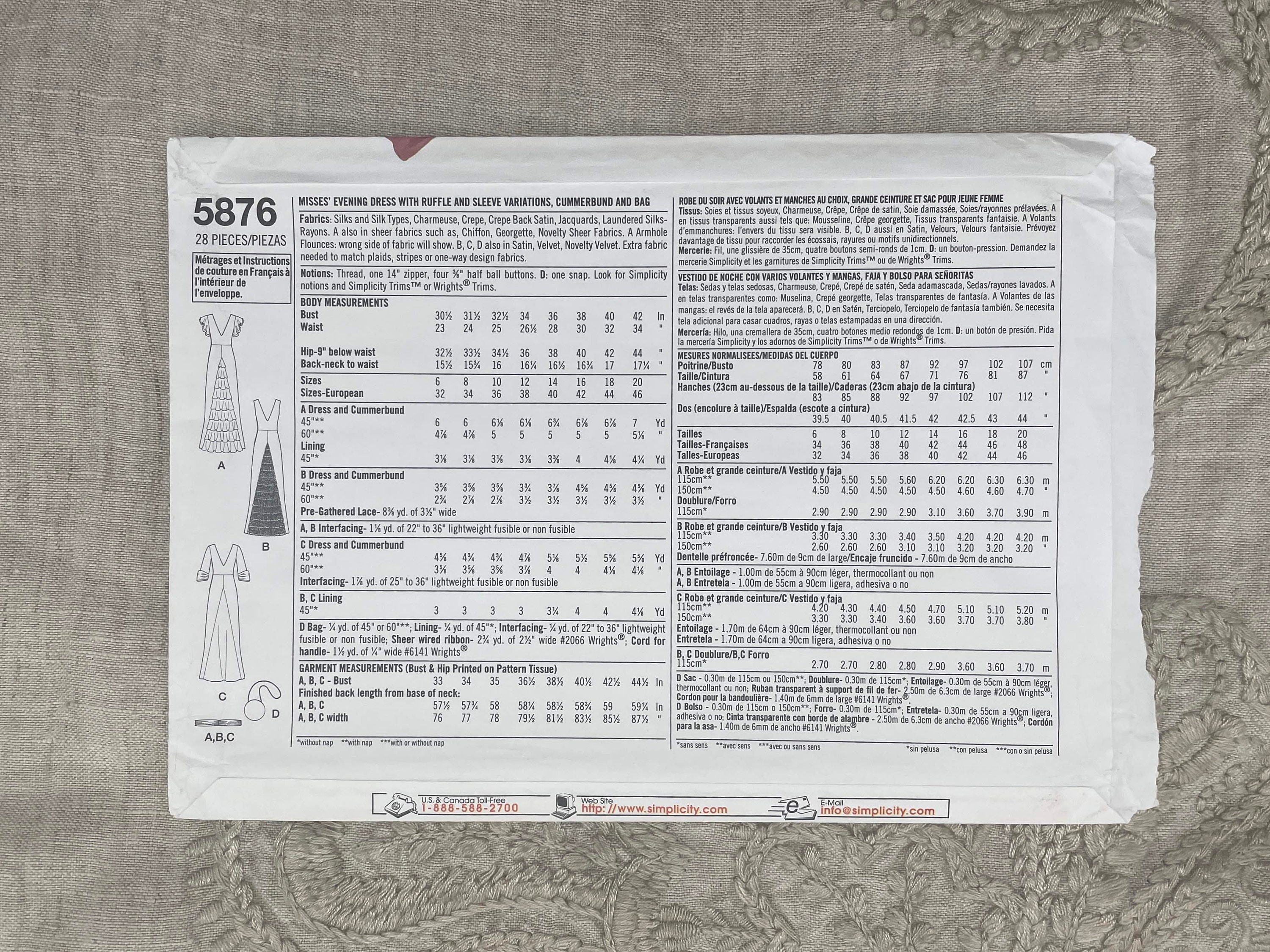 Simplicity 5876 - 1930s Style Evening Dress With Ruffle and Sleeve ...