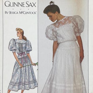 Simplicity 8610 - Gunne Sax Lace Dress Pattern with Puff Sleeves - Size 6 (30.5&quot;) - Uncut (FF)