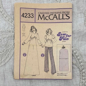 McCall's 4233 1970s Puff Sleeve Boho Blouse and Dress Pattern with Garment Bag Pattern Size 8 31.5 Uncut FF image 3