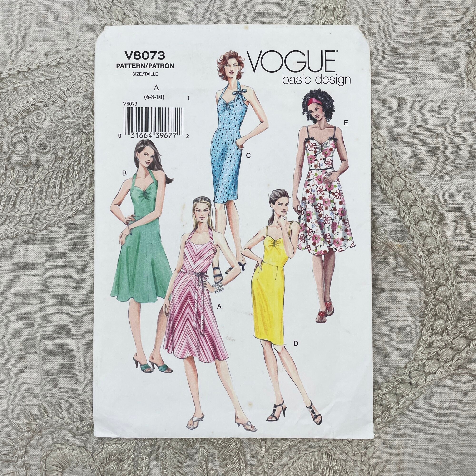 Vogue 8073 - Y2K Sweetheart Halter Dress Sewing Pattern - Size 6-10 (  30.5-32.5") - Uncut (FF) - Etsy