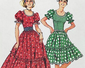 Simplicity 6452 - 1970s Cottagecore, Prairie, Peasant Dress Pattern - Size 8 (31.5&quot;) - Uncut (FF)
