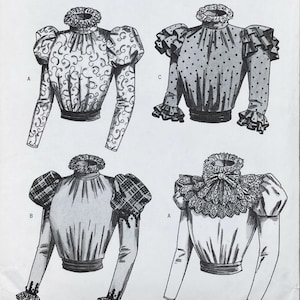 Butterick 3417 - High Neck Juliet Sleeve Victorian Blouse Pattern - Size 6-10 (30.5-32.5&quot;) - Uncut (FF)