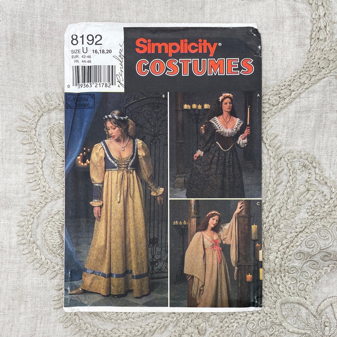 Simplicity 8192 Renaissance Costumes Pattern Size 4-8 29.5-31.5 Uncut ...