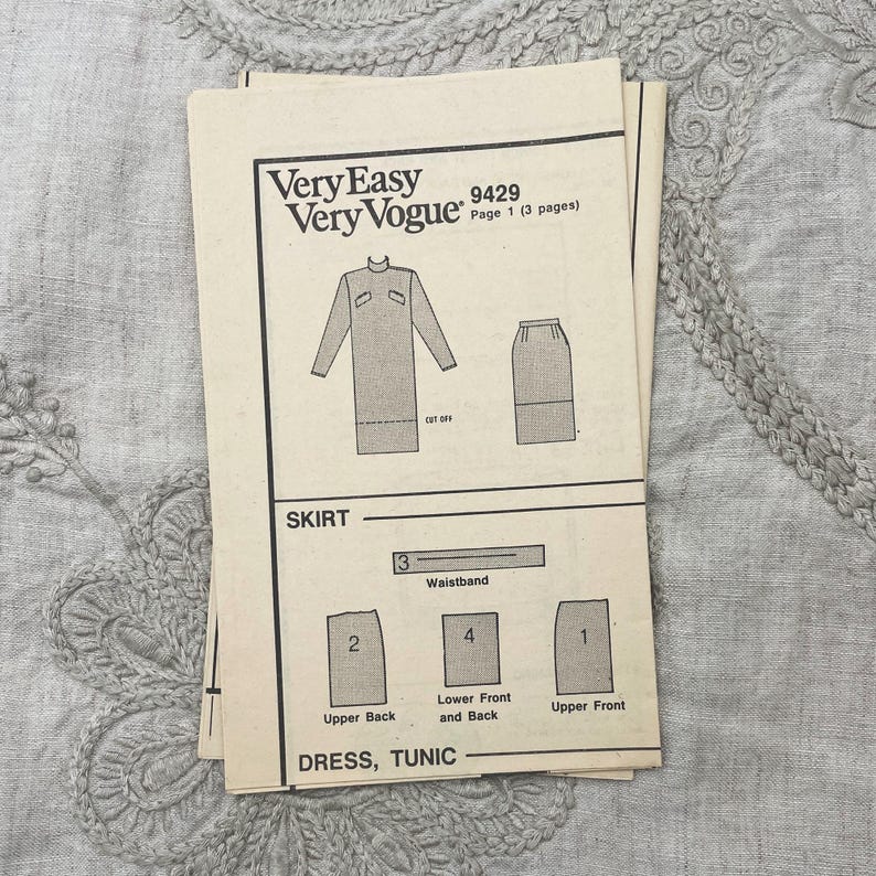 Easy Robe Sewing Pattern Vogue 9429 Easy Standing Collar Tunic Dress and Skirt Sewing Pattern ...