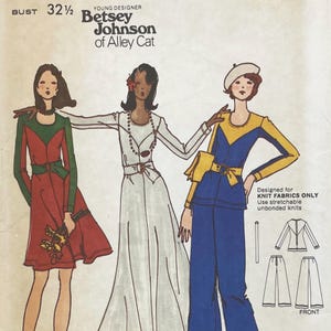 Butterick 3287 - Betsey Johnson 1970s Dress, Tunic and Pants Pattern - Size 10 or Size 12