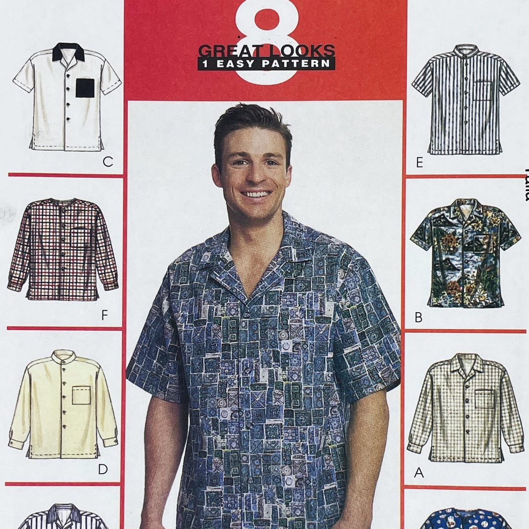 Mccall's 2149 - Y2K Men's Button Down Shirt Sewing Pattern - Size Small ...