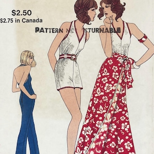 Vogue 8331 - 1970er Jahre Overall, Playsuit und Rock-Schnittmuster - Größe 34 cm - Cut