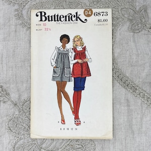 Butterick 6873 1970s Smock Mini Dress and Flared Top Pattern with Ruffle Sleeves Size 10 32.5 Uncut FF image 2