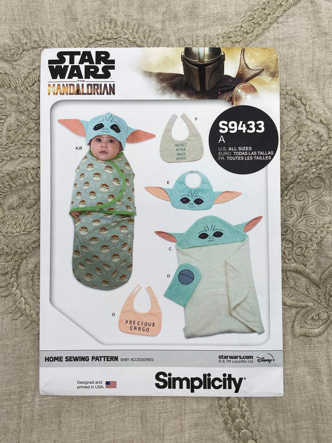 Simplicity 9433 Baby Yoda Baby Accessories Pattern With Yoda Hat