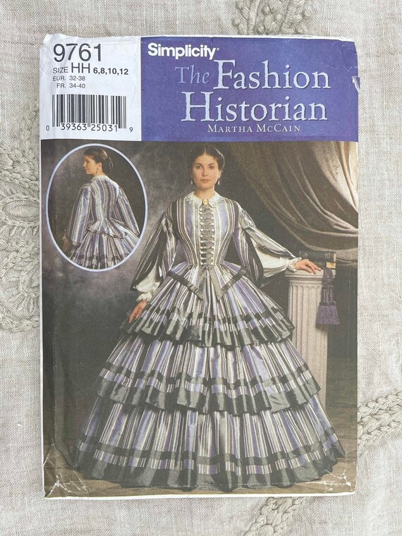 Simplicity 9761 Civil War Dress Pattern With Pagoda Sleeves Etsy