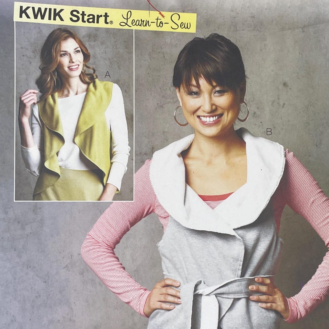 Kwik Sew 3717 Draped Oval Shaped Vest Sewing Pattern - Uncut Size XS-XL ...