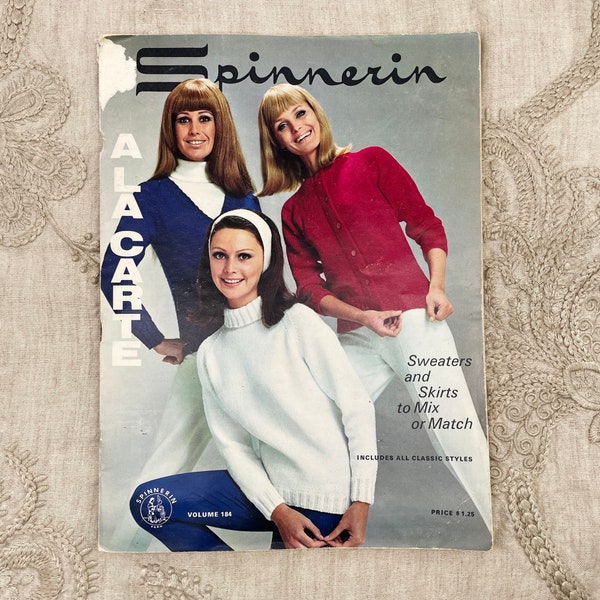 Spinnerin Vol 184 - 1960s Knitting Magazine Book - Sweaters and Skirts to Mix or Match